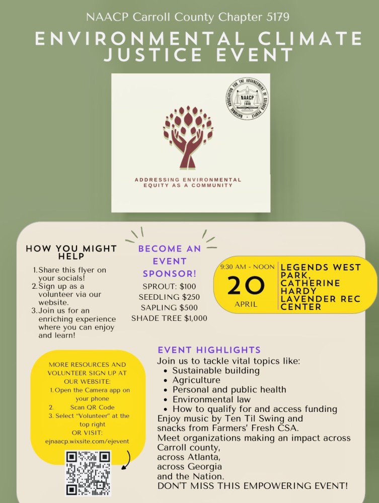 Flyer for NAACP Carroll County Environmental Justice Event